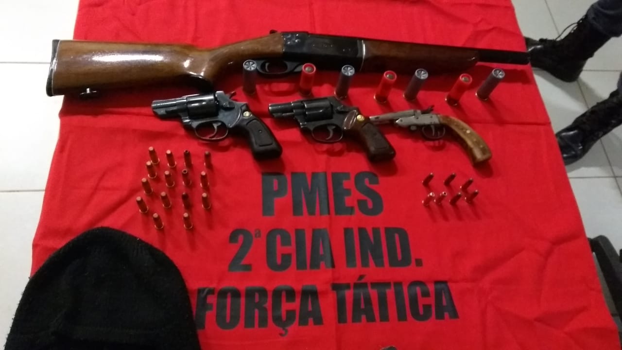 quatro armas apreendidas