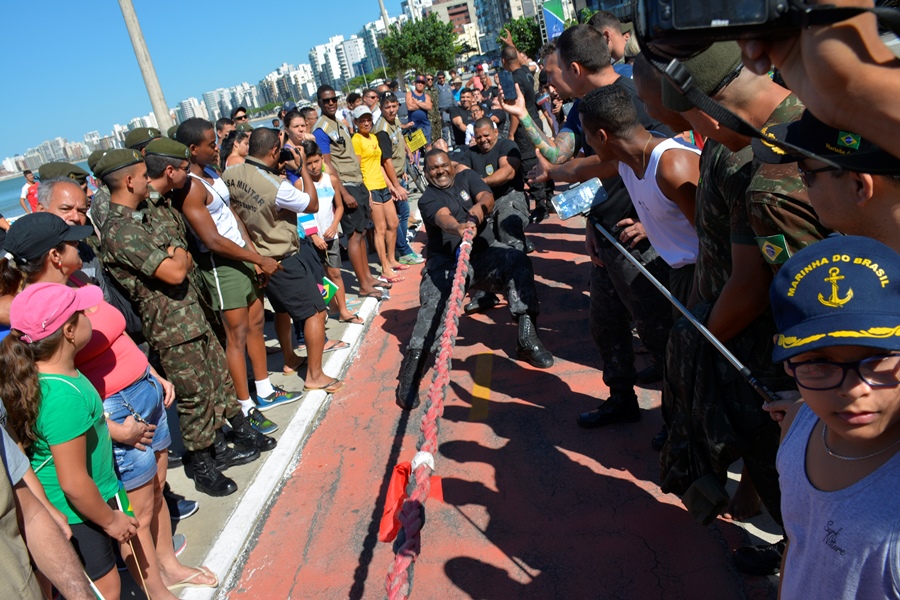 A PM foi campeã na modalidade cabo de guerra, com a equipe da Cimesp