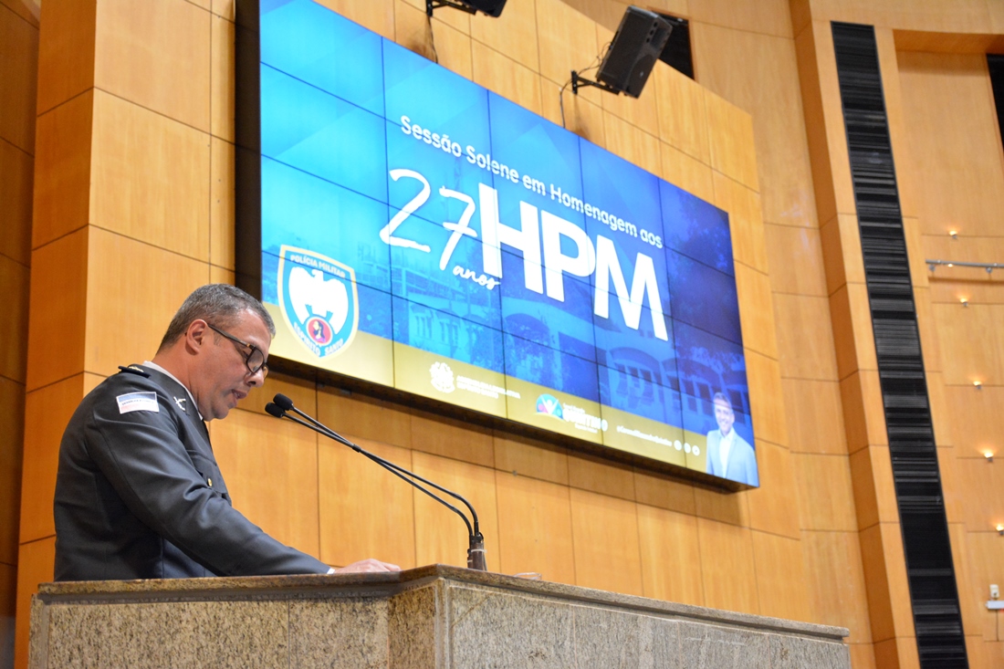 Coronel Douglas Caus, diretor de Saúde do HPM, discursou sobre a reestruturação e a ampliação do atendimento