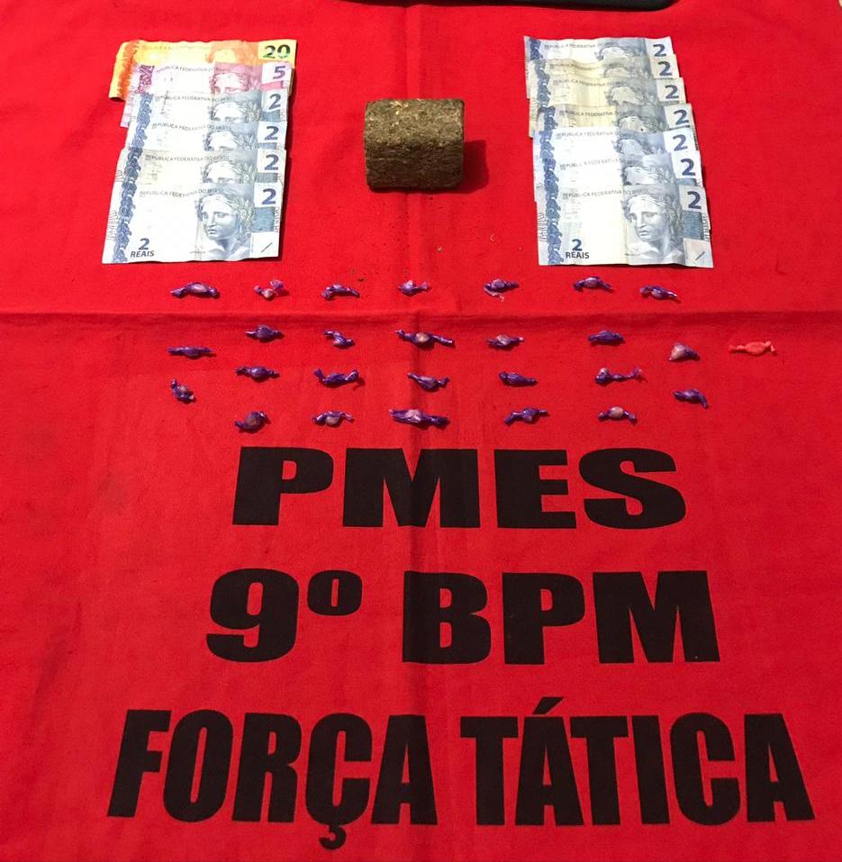 Drogas apreendidas com menor de idade em abordagem no bairro Parque Laranjeiras